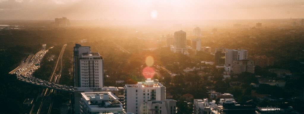 Beautiful sunset over a city in Florida